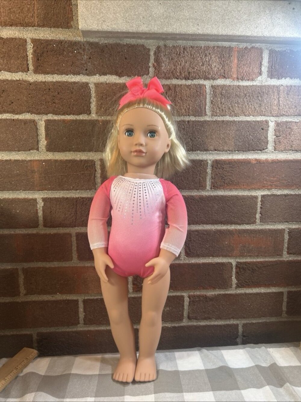 Our Generation Rosalyn Doll Blonde Blue Eyes Wearing Gymnastic Leotard & Hairbow